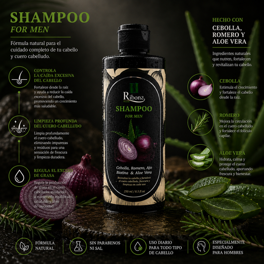 Shampoo control caída de Cebolla – Hombre - 250ml